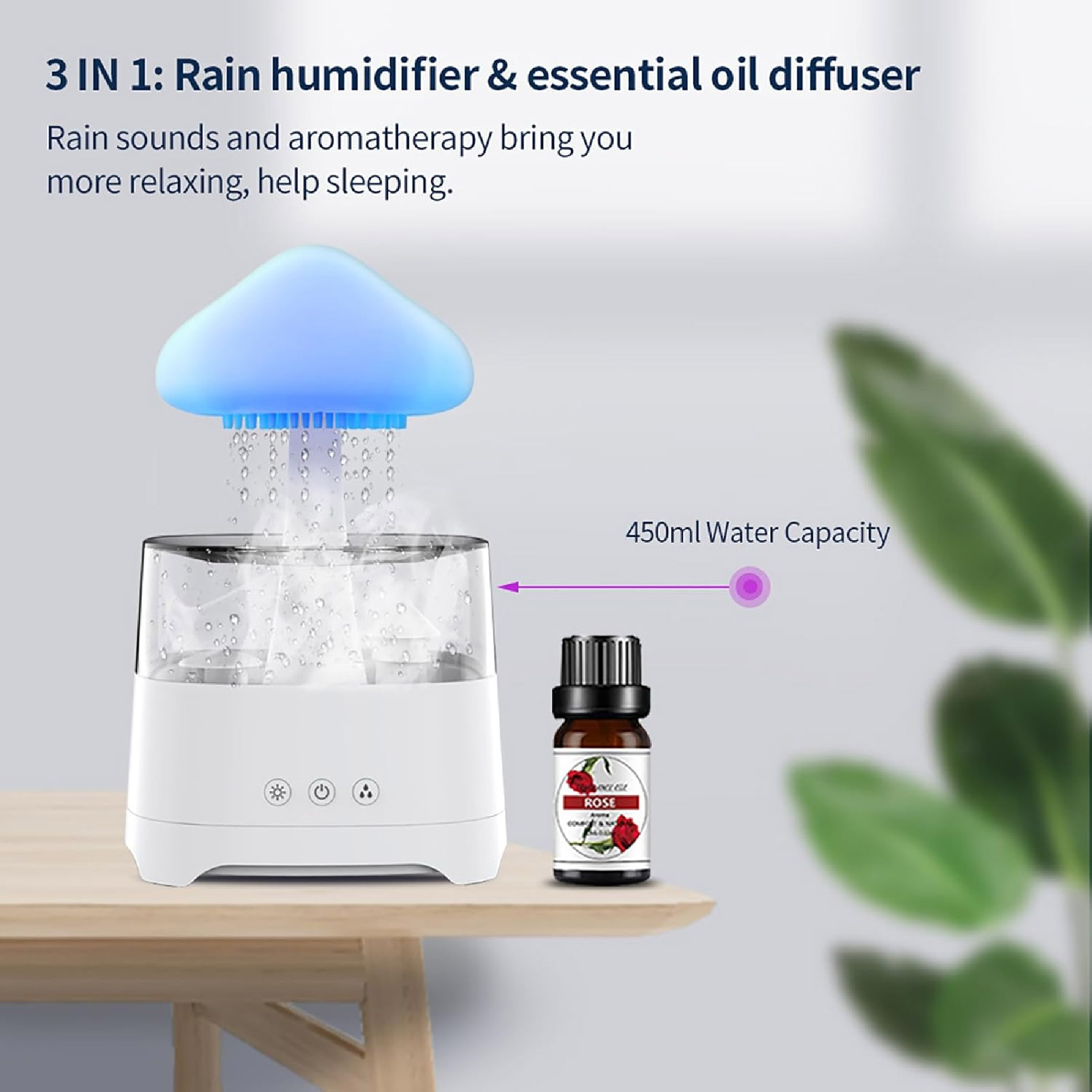 Miniatura 6 de Humidificador Nube Lluvia Parlante Led